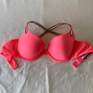 Victoria's Secret Bright Padded Bra w/adjustable Patterned Crisscross Straps